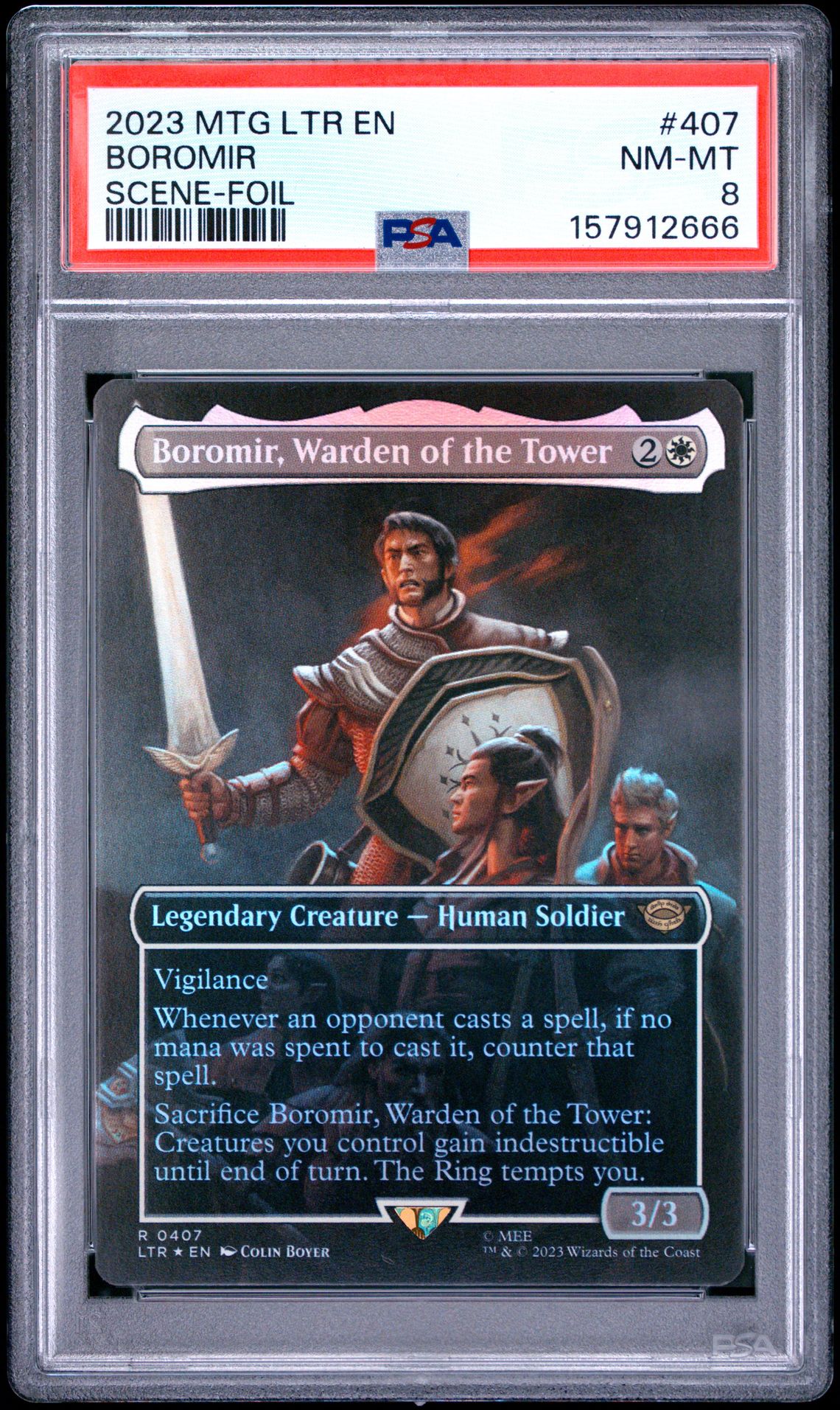 2023 Magic The Gathering The Lord Of The Rings: Tales Of Middle-Earth Boromir #407 (Scene-Foil) Nm-Mt 8 front