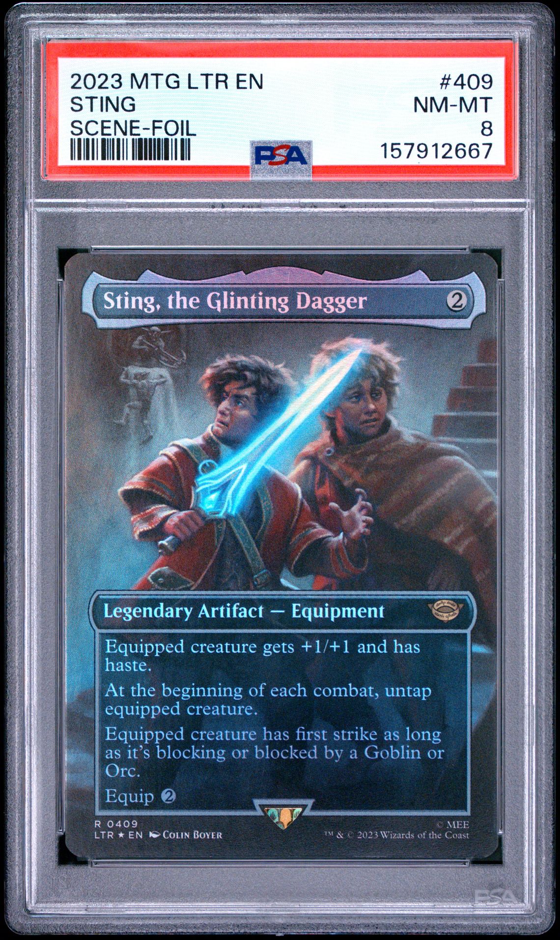 2023 Magic The Gathering The Lord Of The Rings: Tales Of Middle-Earth Sting #409 (Scene-Foil) Nm-Mt 8 front