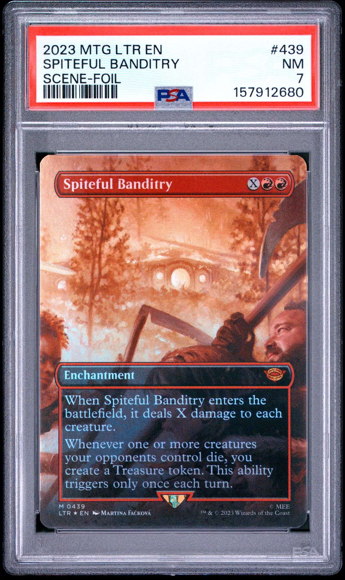 2023 Magic The Gathering The Lord Of The Rings: Tales Of Middle-Earth Spiteful Banditry #439 (Scene-Foil) Nm 7 front