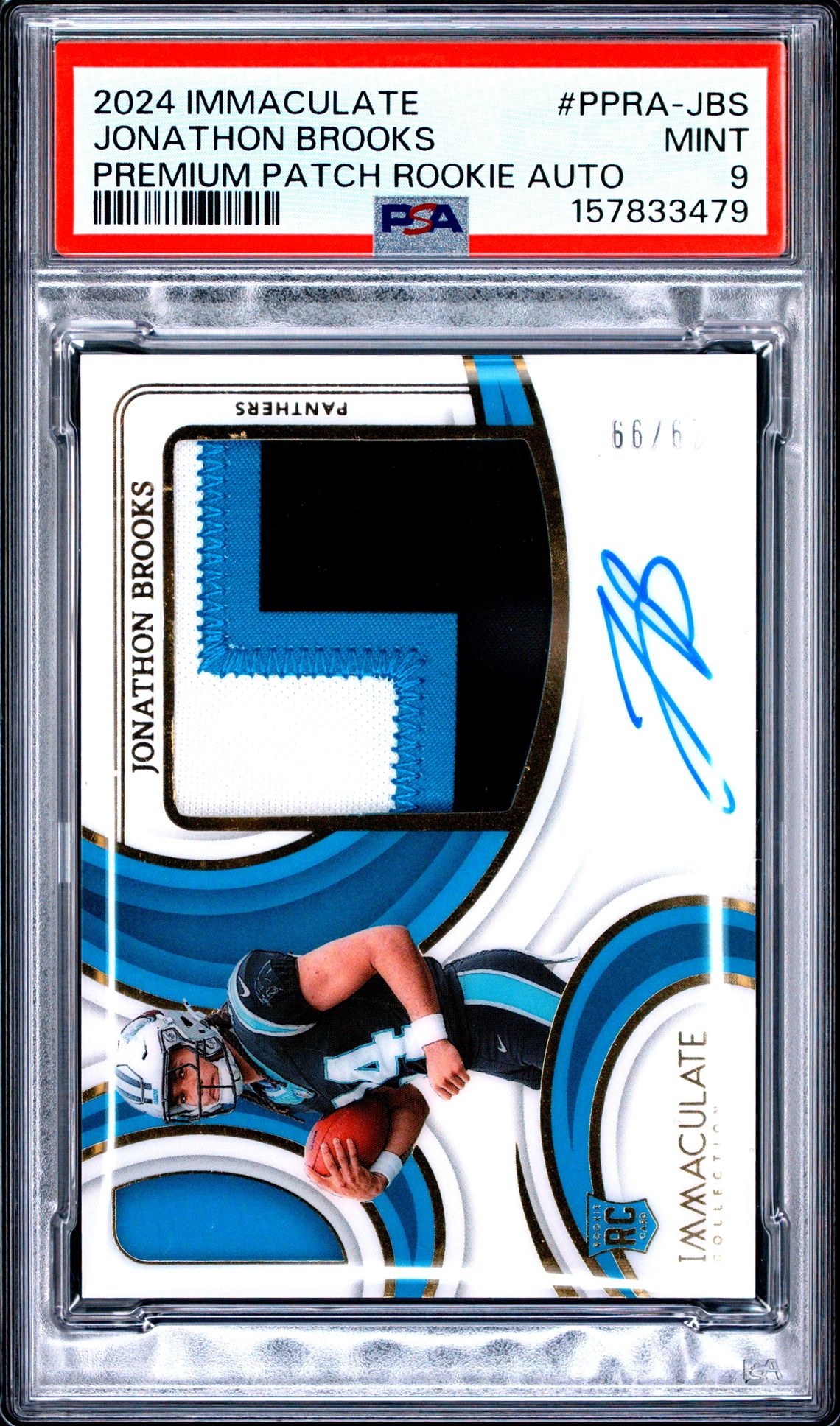 2024 Panini Immaculate Collection Premium Patch Rookie Autographs Jonathon Brooks #Ppra-Jbs (Premium Patch Rookie Auto) Mint 9 front
