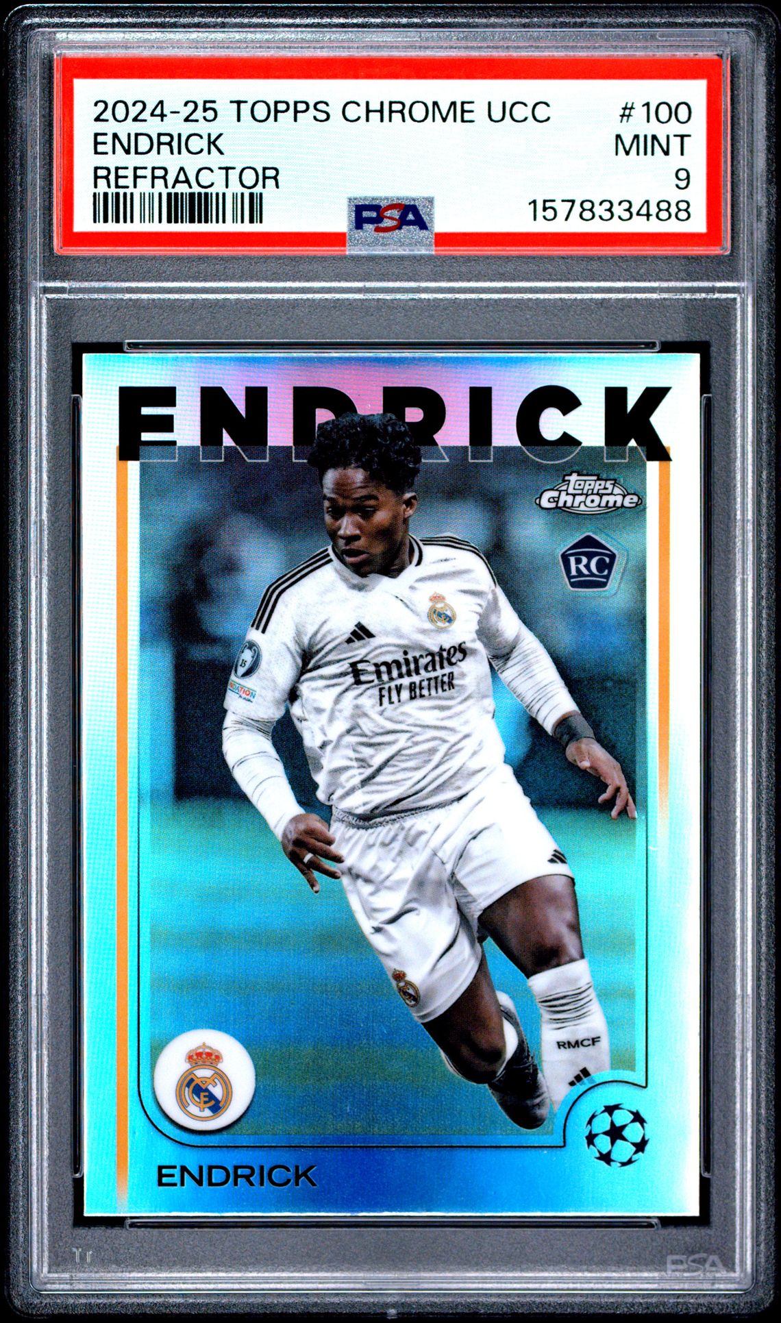 2024-25 Topps Chrome Uefa Club Competitions Endrick #100 (Refractor) Mint 9 front