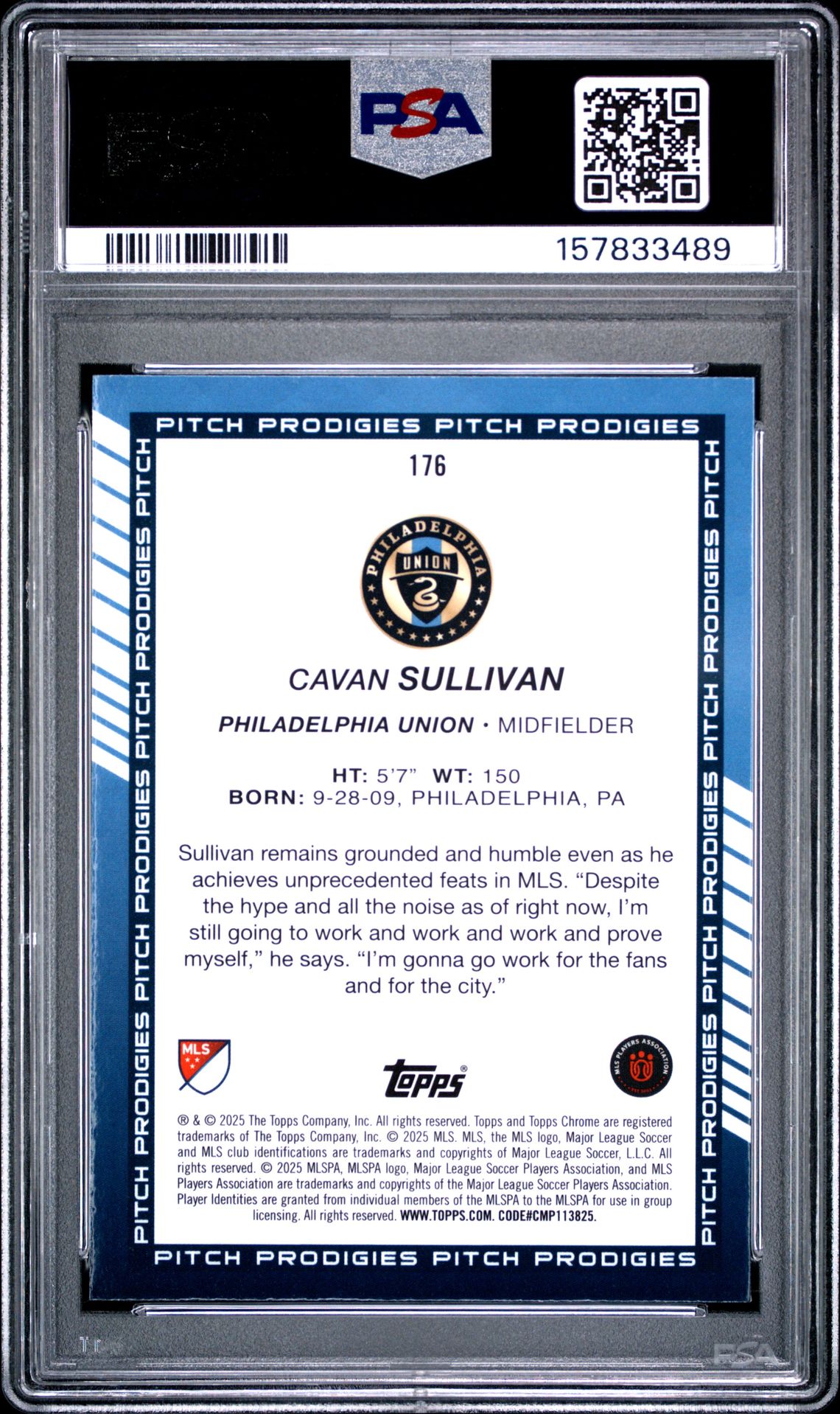 2025 Topps Chrome Mls Cavan Sullivan #176 (Magenta Pulsar) Mint 9 back