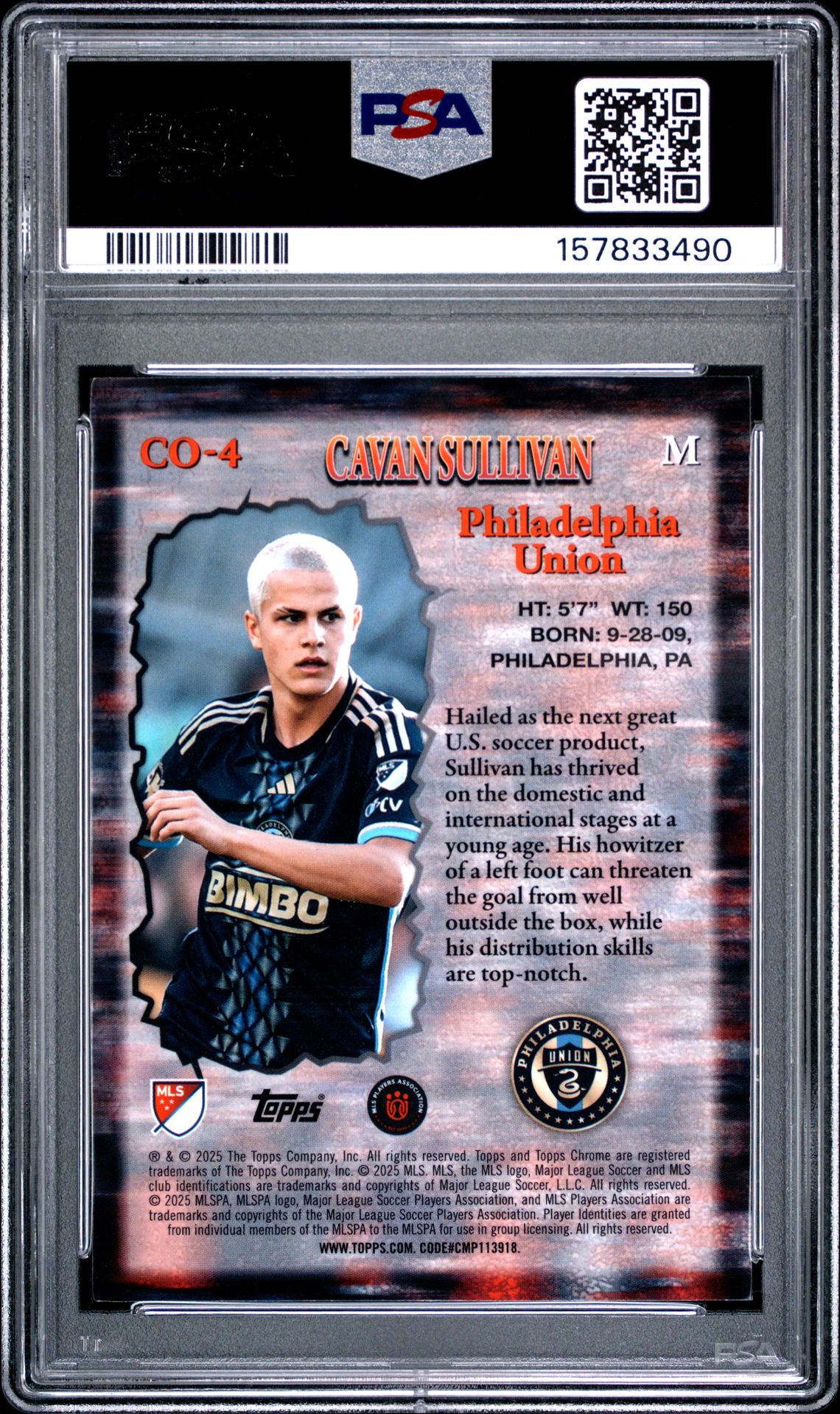 2025 Topps Chrome Mls Class Of Their Own Cavan Sullivan #4 Mint 9 back