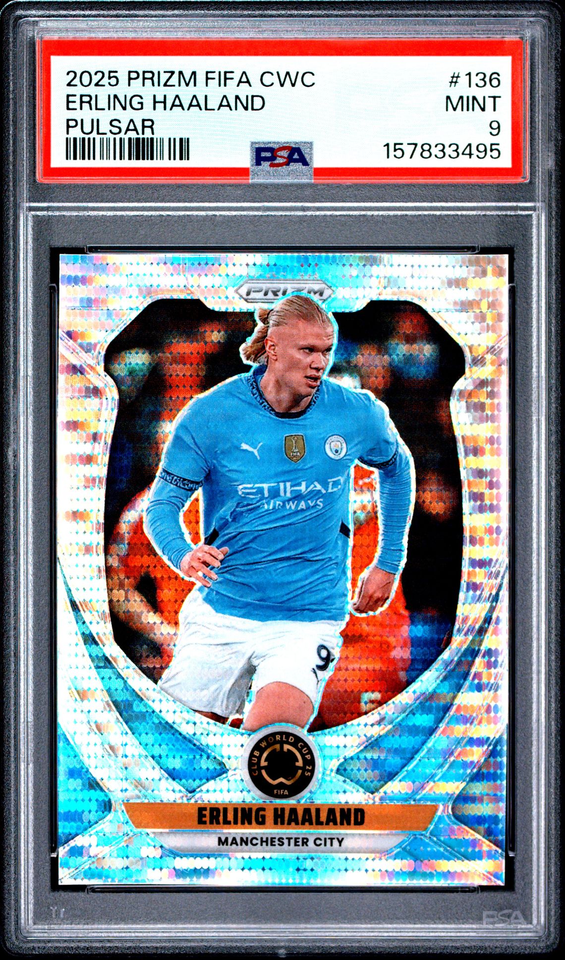 2025 Panini Prizm Fifa Club World Cup Erling Haaland #136 (Pulsar) Mint 9 front