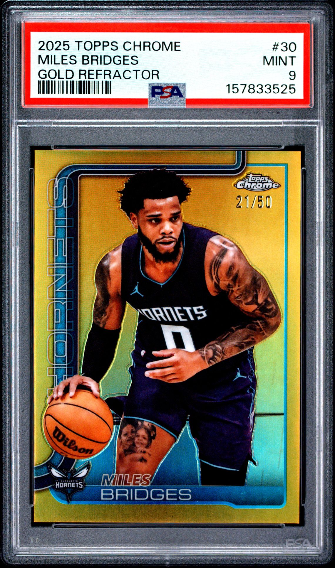 2025 Topps Chrome Miles Bridges #30 (Gold Refractor) Mint 9 front