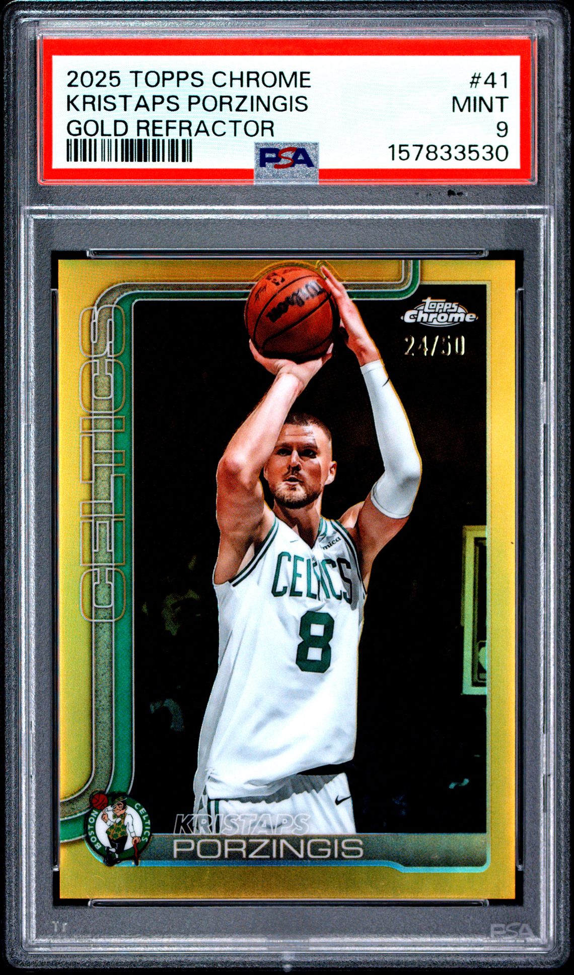 2025 Topps Chrome Kristaps Porzingis #41 (Gold Refractor) Mint 9 front