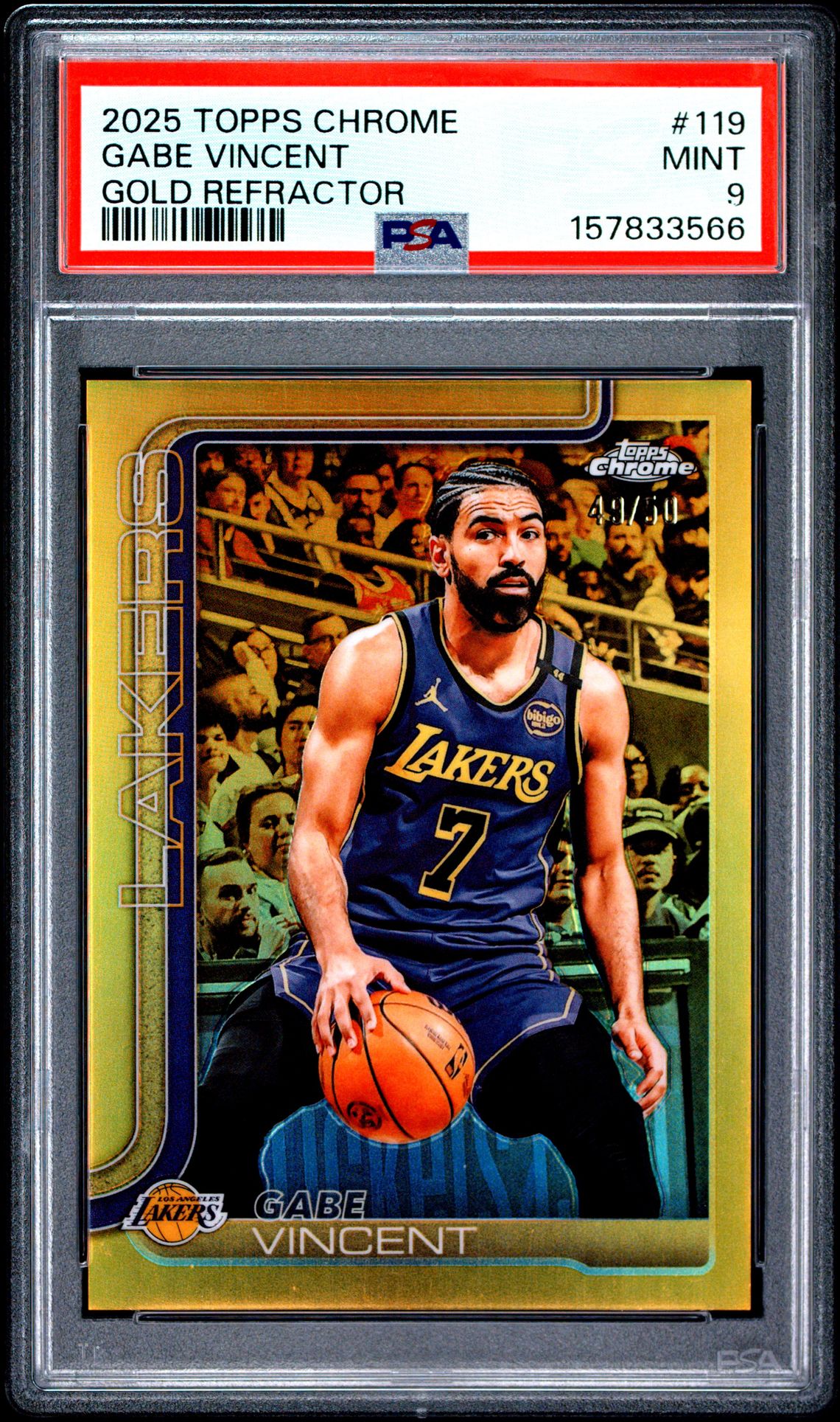 2025 Topps Chrome Gabe Vincent #119 (Gold Refractor) Mint 9 front