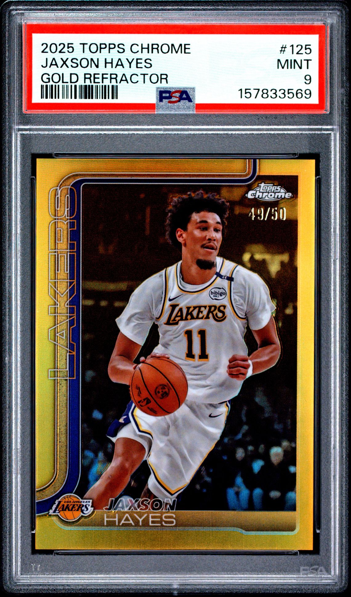 2025 Topps Chrome Jaxson Hayes #125 (Gold Refractor) Mint 9 front