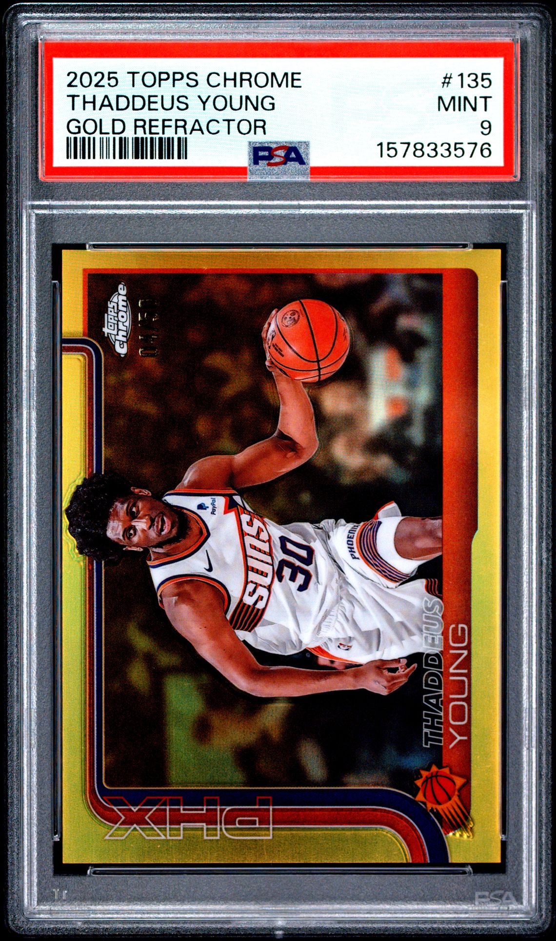 2025 Topps Chrome Thaddeus Young #135 (Gold Refractor) Mint 9 front