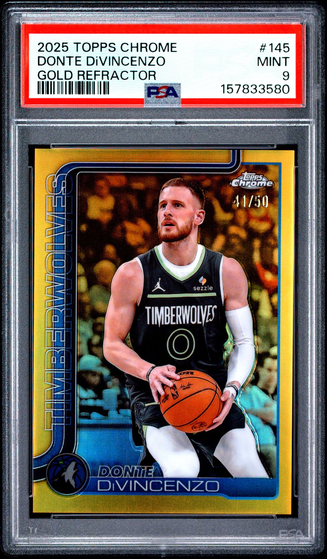 2025 Topps Chrome Donte Divincenzo #145 (Gold Refractor) Mint 9 front