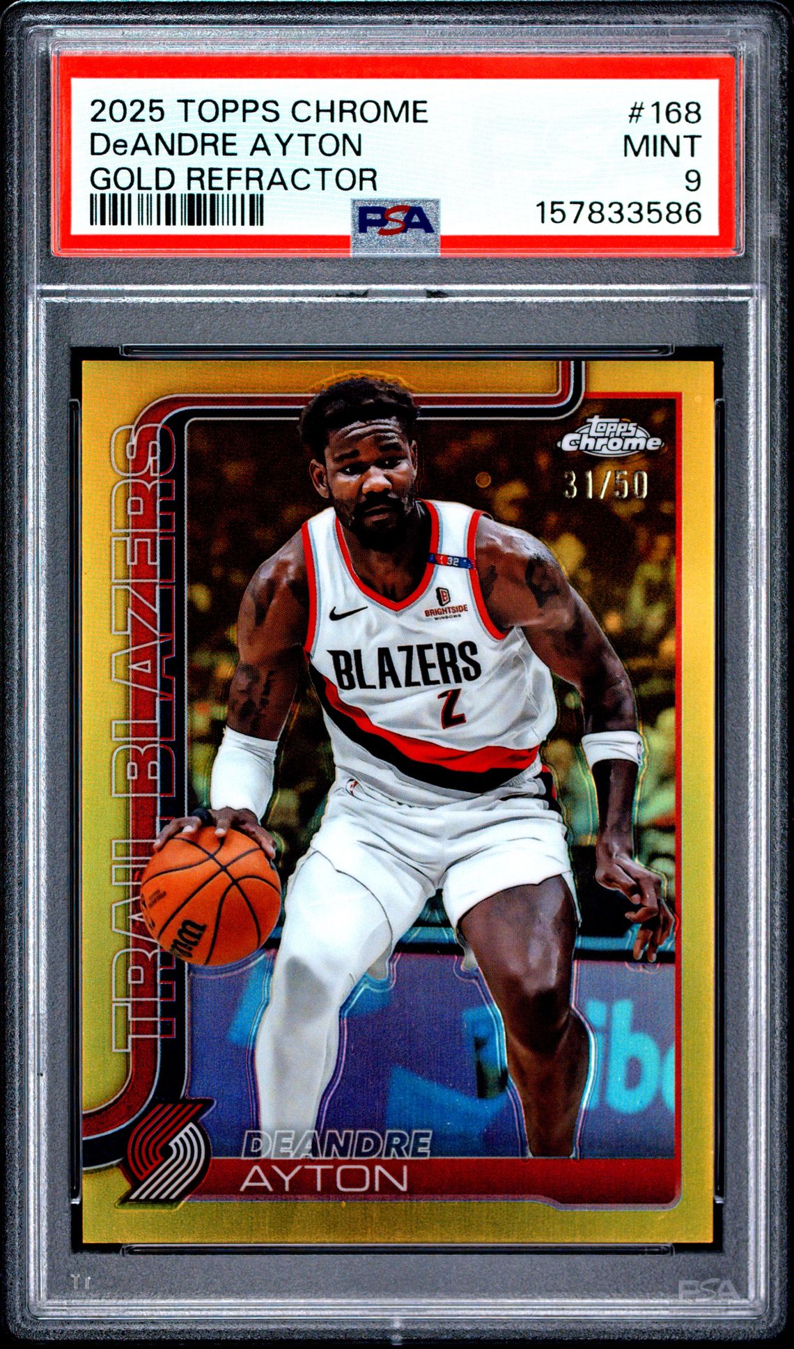 2025 Topps Chrome Deandre Ayton #168 (Gold Refractor) Mint 9 front