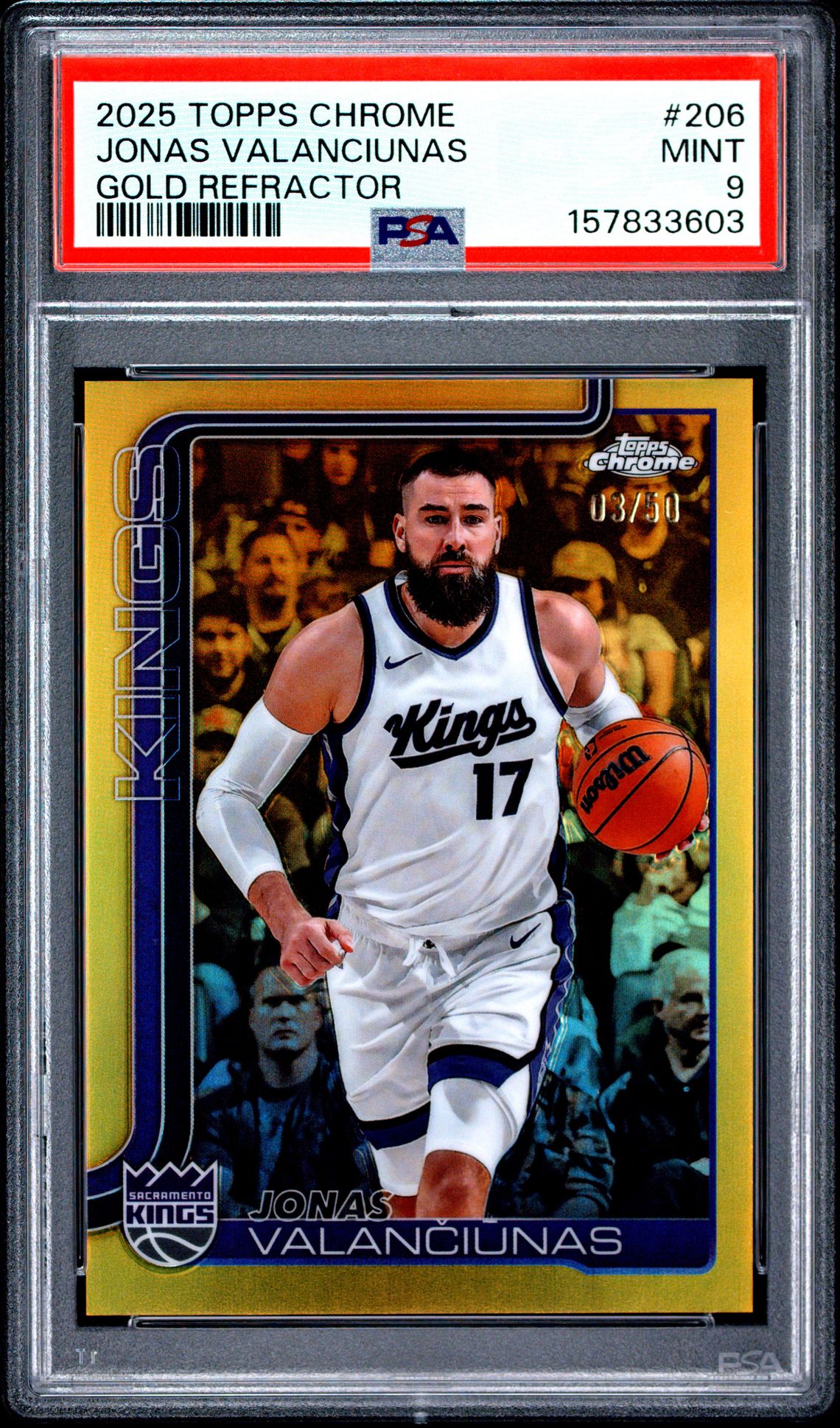 2025 Topps Chrome Jonas Valanciunas #206 (Gold Refractor) Mint 9 front