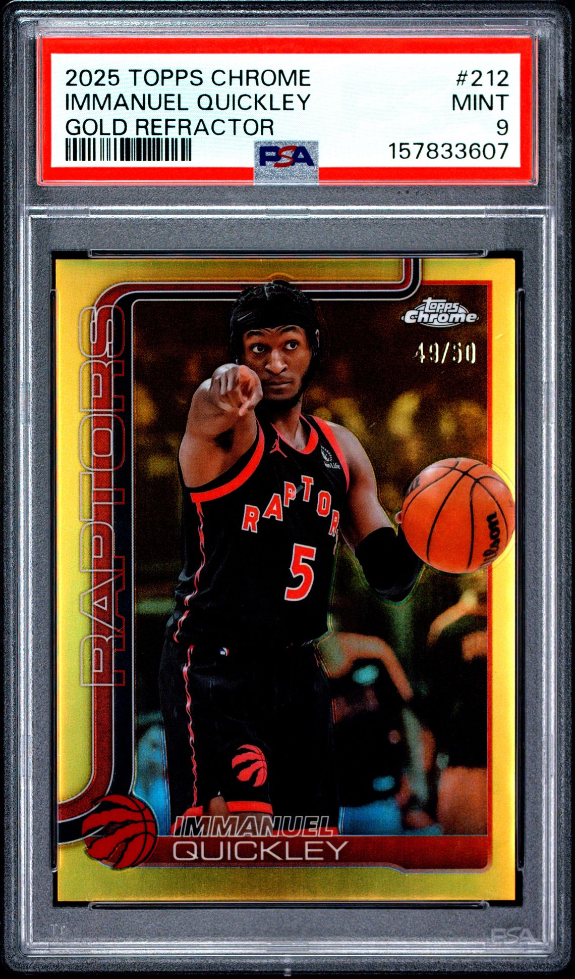 2025 Topps Chrome Immanuel Quickley #212 (Gold Refractor) Mint 9 front