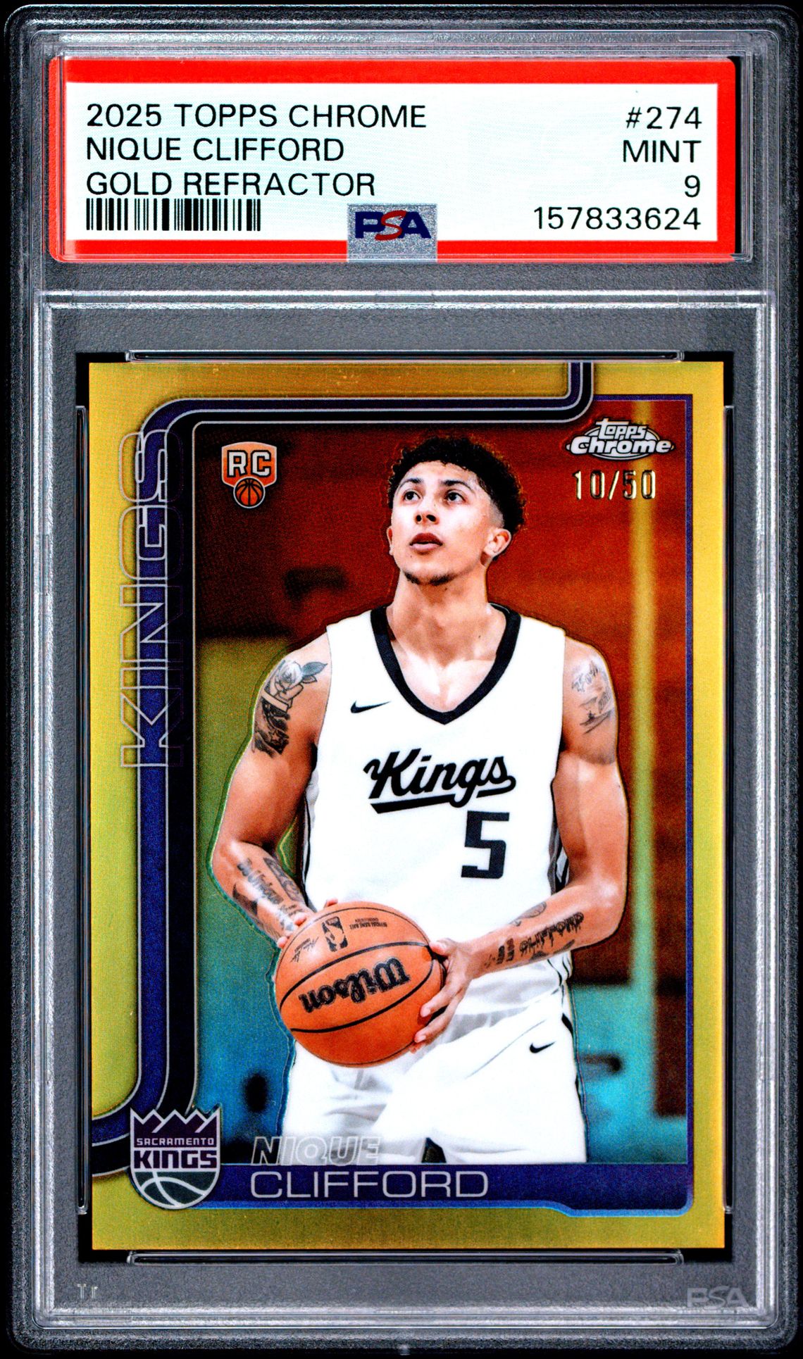 2025 Topps Chrome Nique Clifford #274 (Gold Refractor) Mint 9 front