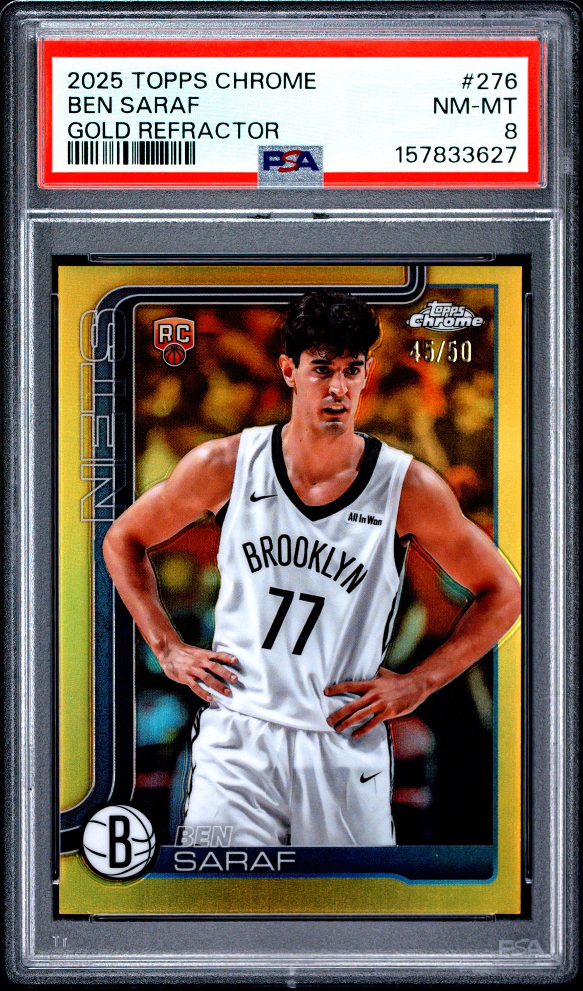 2025 Topps Chrome Ben Saraf #276 (Gold Refractor) Nm-Mt 8 front