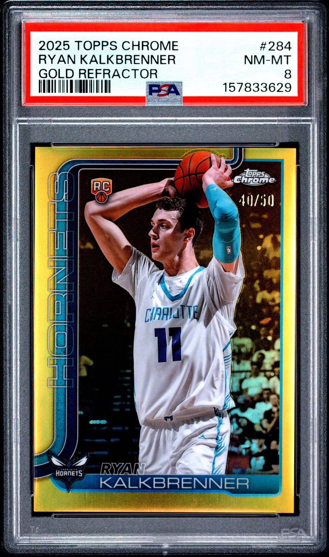 2025 Topps Chrome Ryan Kalkbrenner #284 (Gold Refractor) Nm-Mt 8 front