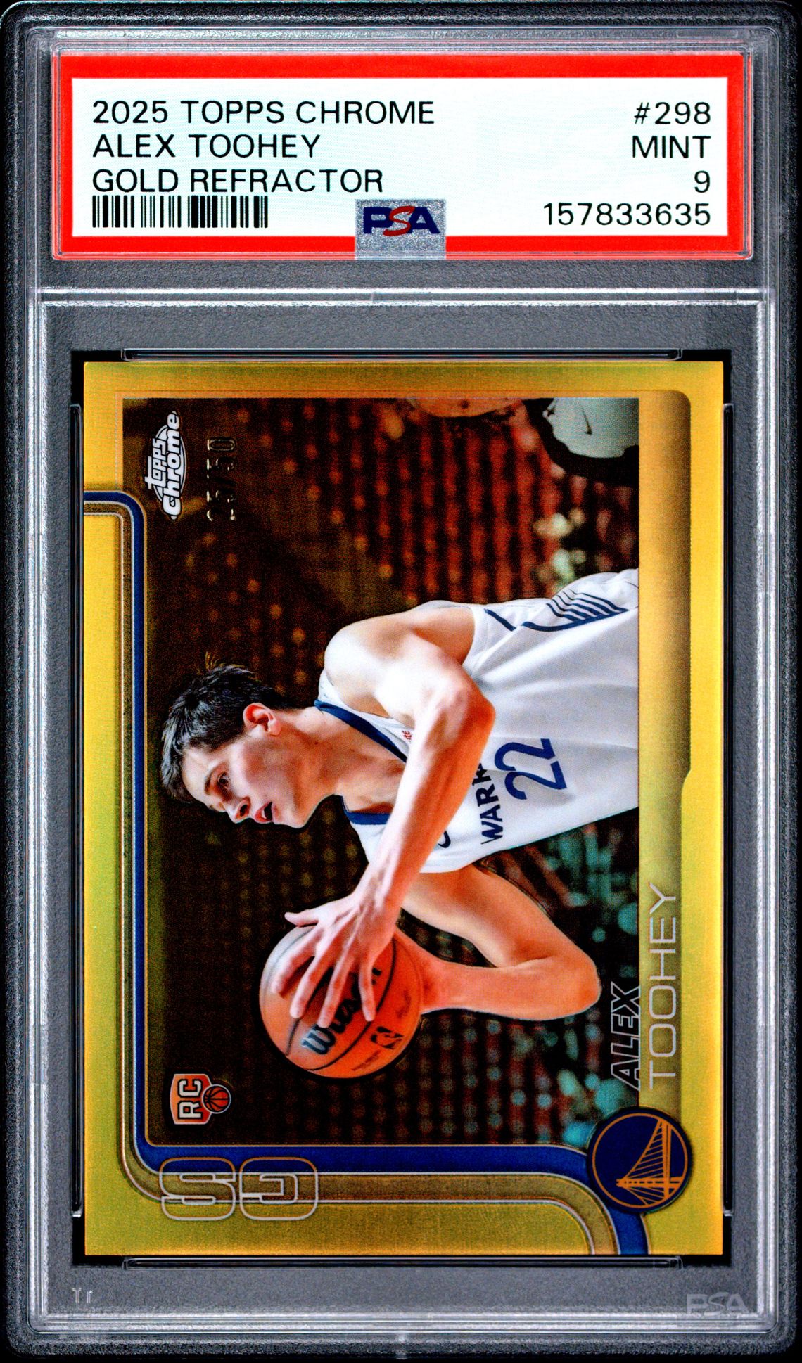 2025 Topps Chrome Alex Toohey #298 (Gold Refractor) Mint 9 front