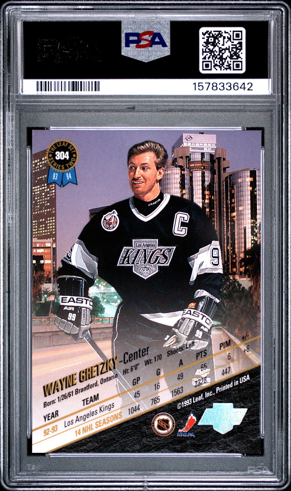 1993 Leaf Wayne Gretzky #304 Mint 9 back