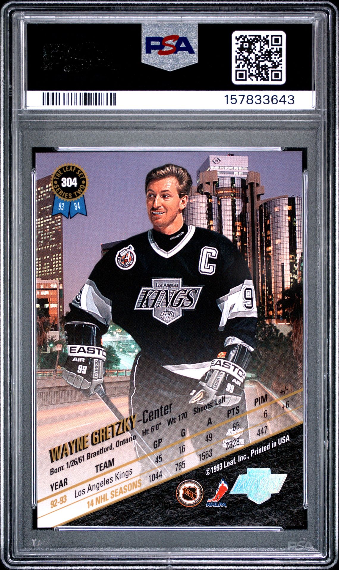 1993 Leaf Wayne Gretzky #304 Nm-Mt 8 back