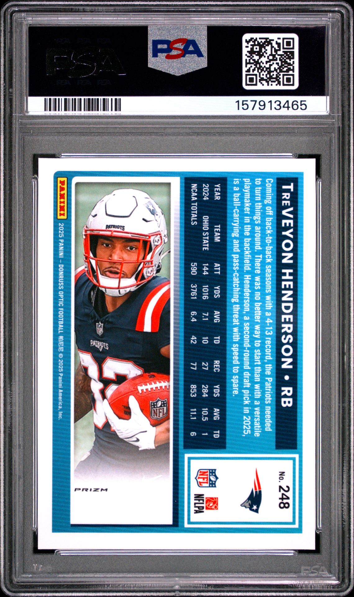 2025 Panini Donruss Optic Treveyon Henderson #248 (Green Hyper) Mint 9 back