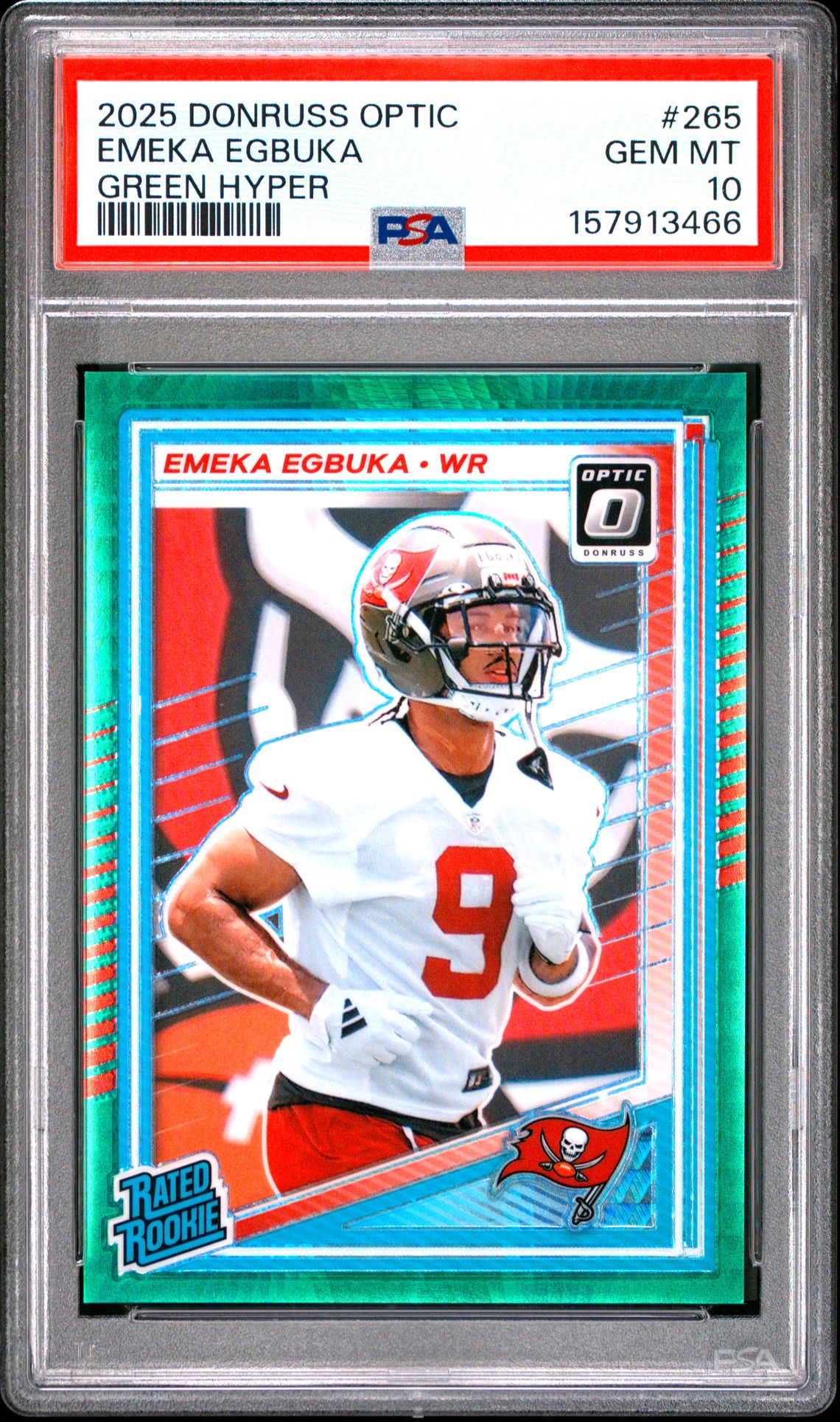 2025 Panini Donruss Optic Emeka Egbuka #265 (Green Hyper) Gem Mt 10 front