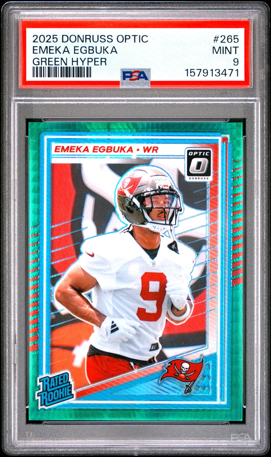 2025 Panini Donruss Optic Emeka Egbuka #265 (Green Hyper) Mint 9 front