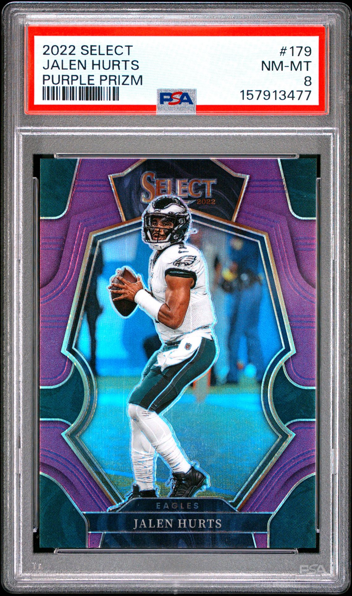 2022 Panini Select Jalen Hurts #179 (Purple Prizm) Nm-Mt 8 front