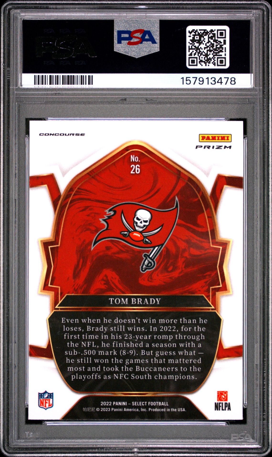 2022 Panini Select Tom Brady #26 (Silver Prizm) Mint 9 back