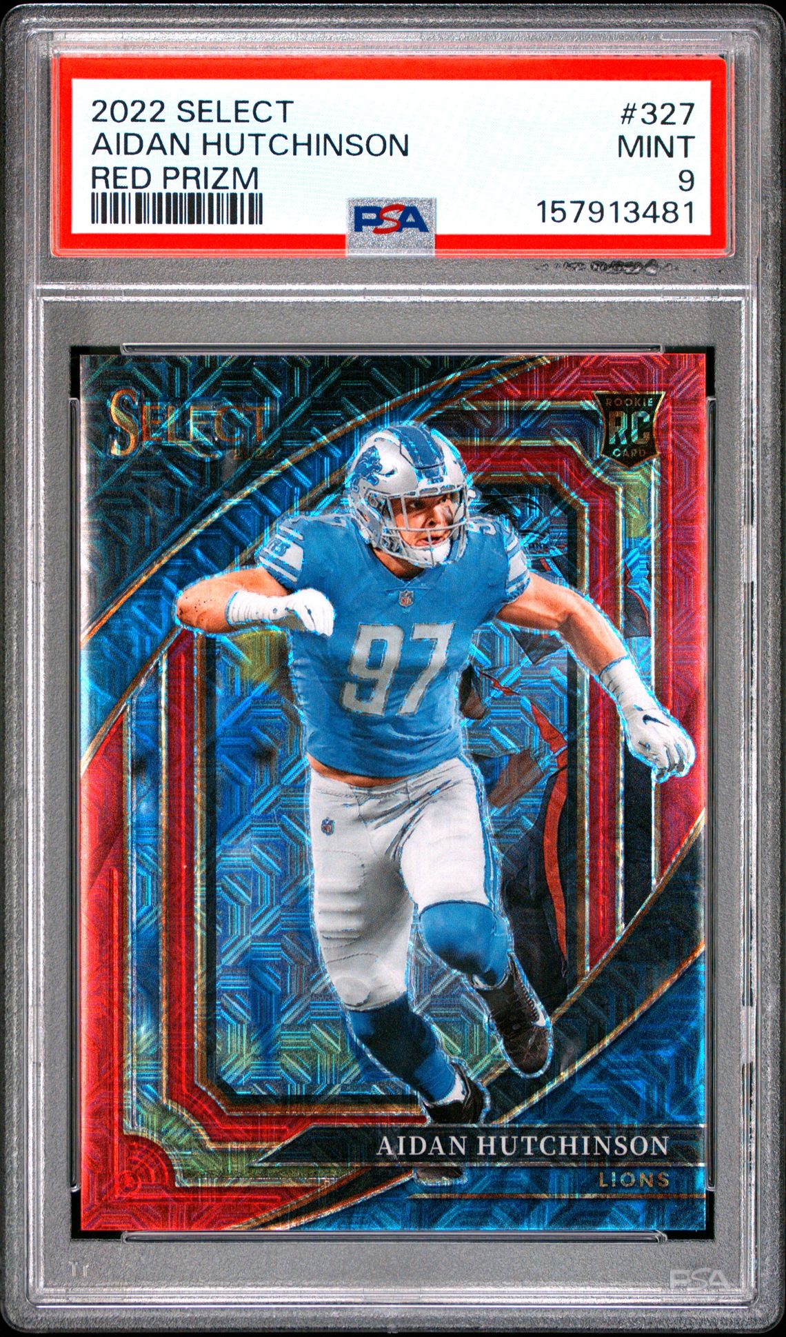 2022 Panini Select Aidan Hutchinson #327 (Red Prizm) Mint 9 front