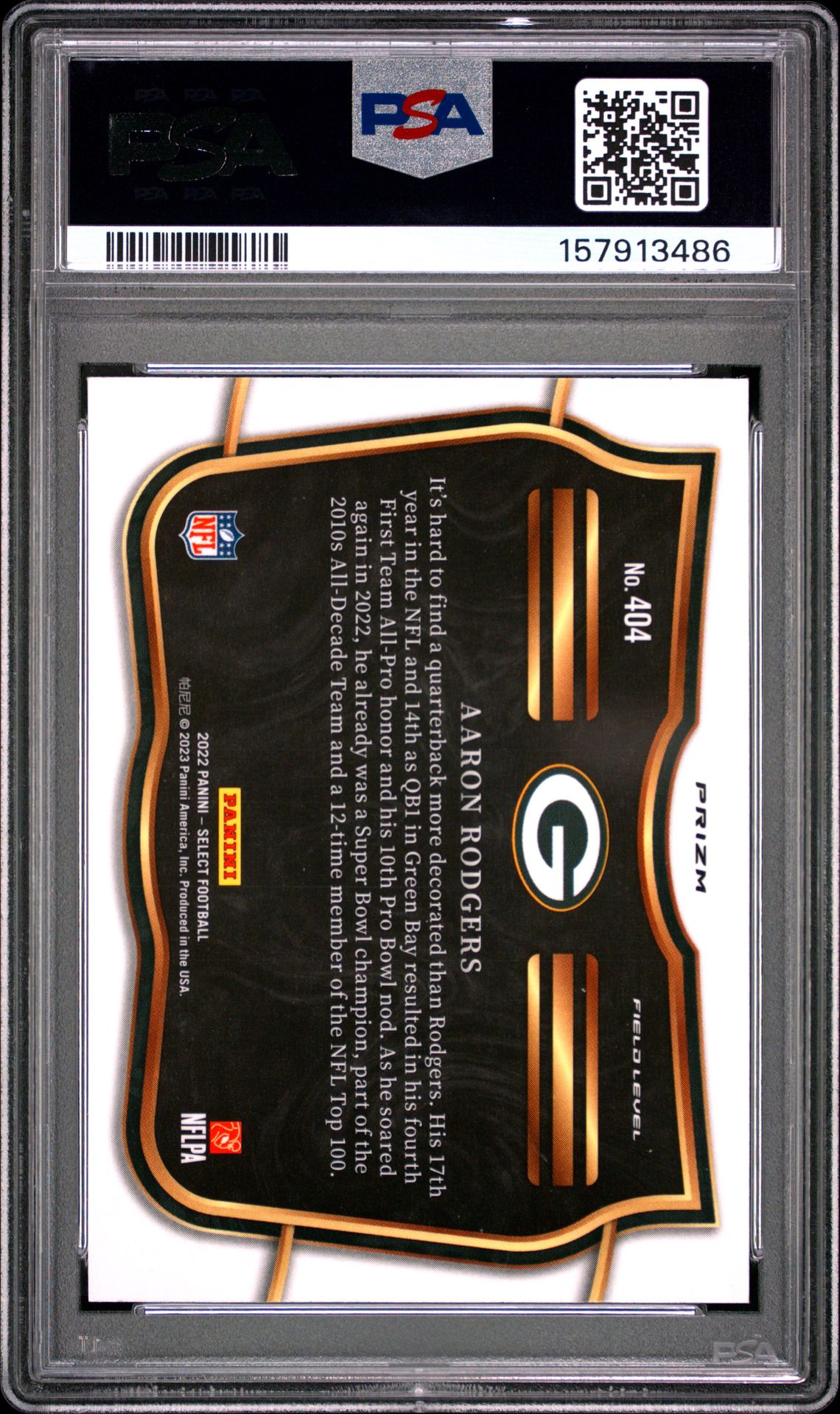 2022 Panini Select Aaron Rodgers #404 (Silver Prizm) Mint 9 back