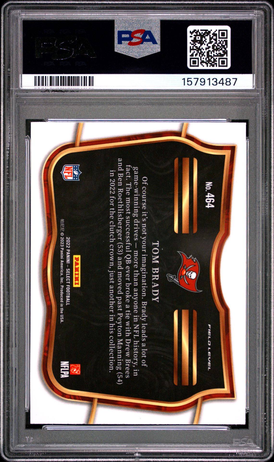 2022 Panini Select Tom Brady #464 Mint 9 back