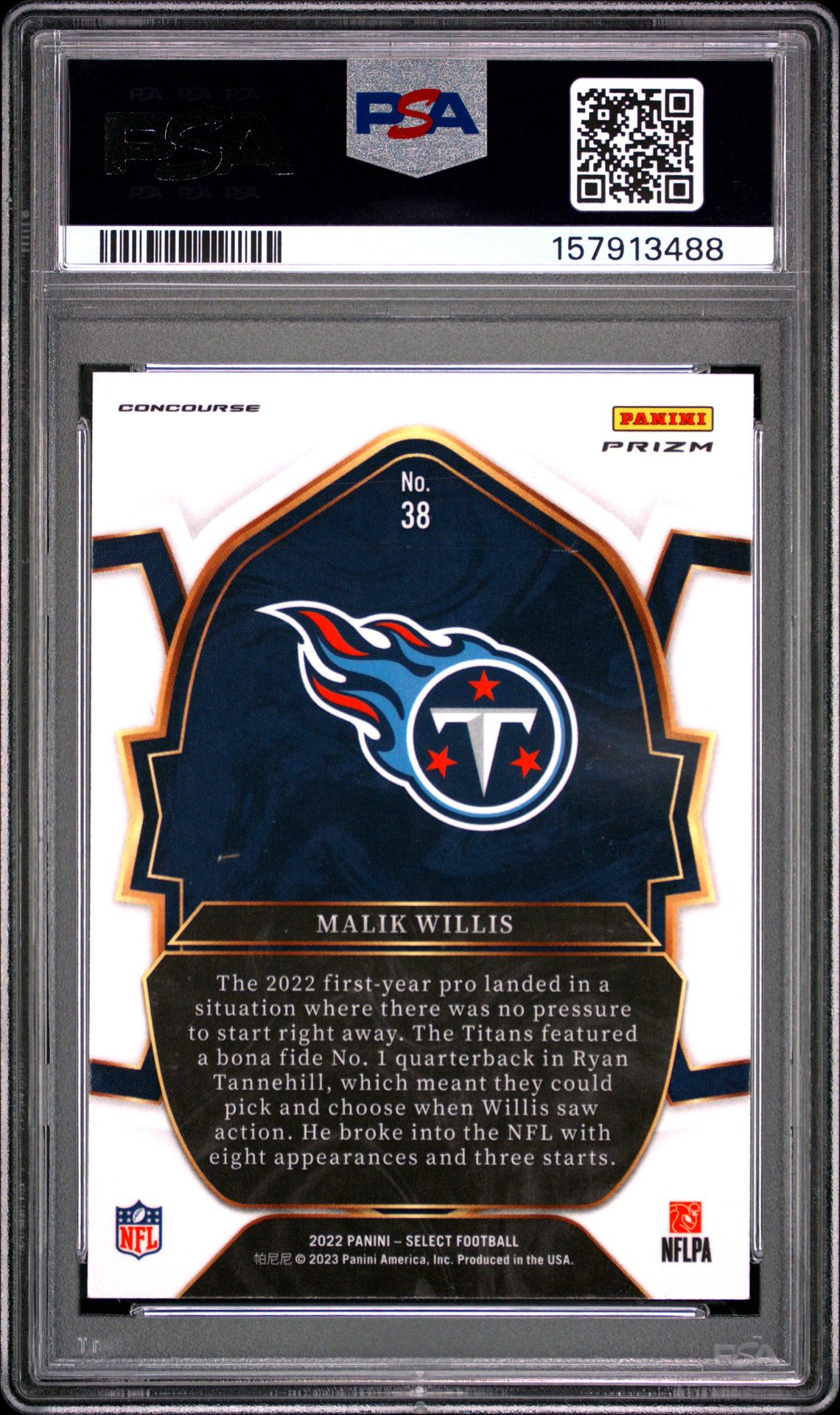 2022 Panini Select Malik Willis #38 (Silver Prizm) Mint 9 back