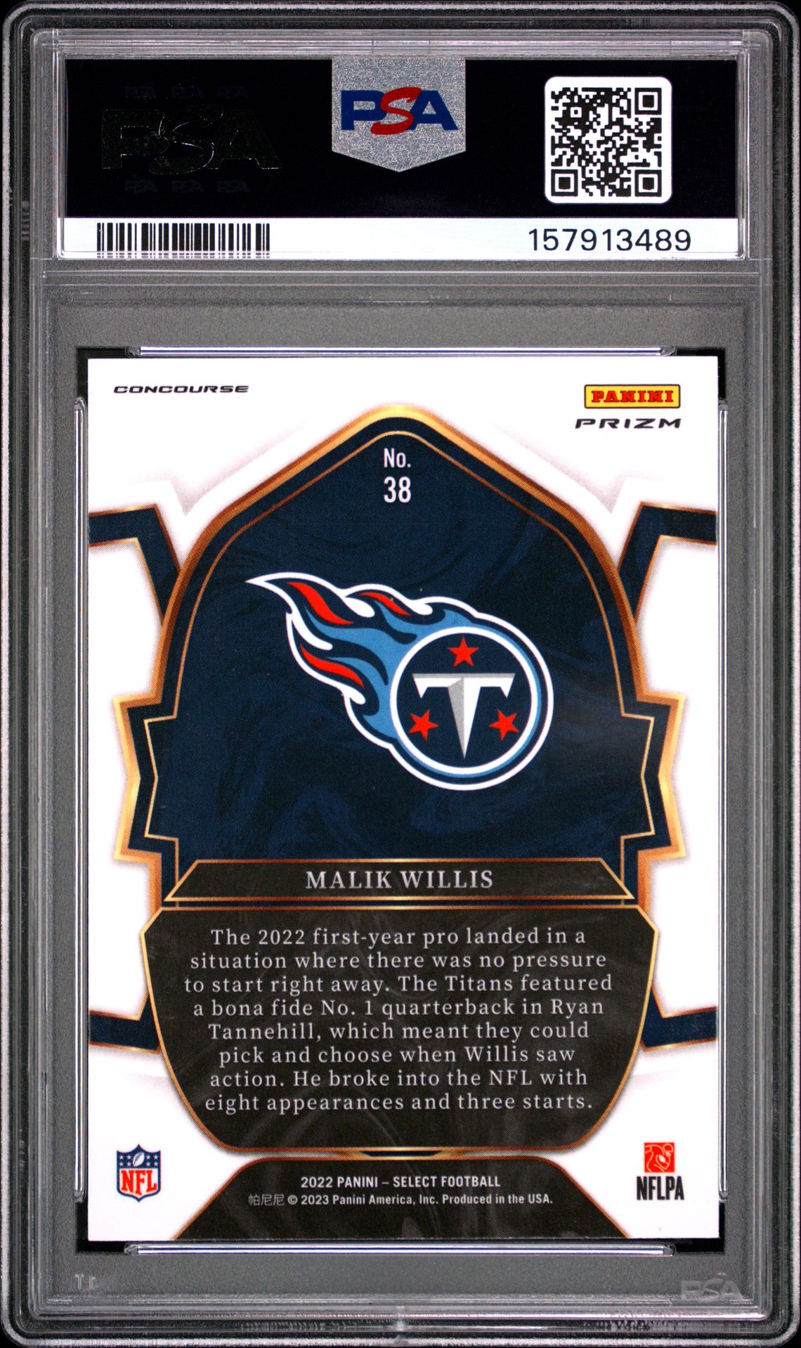 2022 Panini Select Malik Willis #38 (Silver Prizm) Mint 9 back