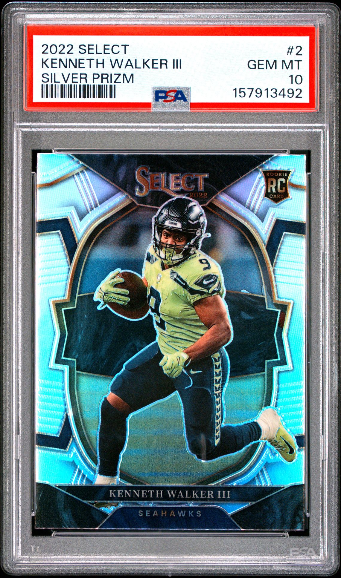 2022 Panini Select Kenneth Walker Iii #2 (Silver Prizm) Gem Mt 10 front
