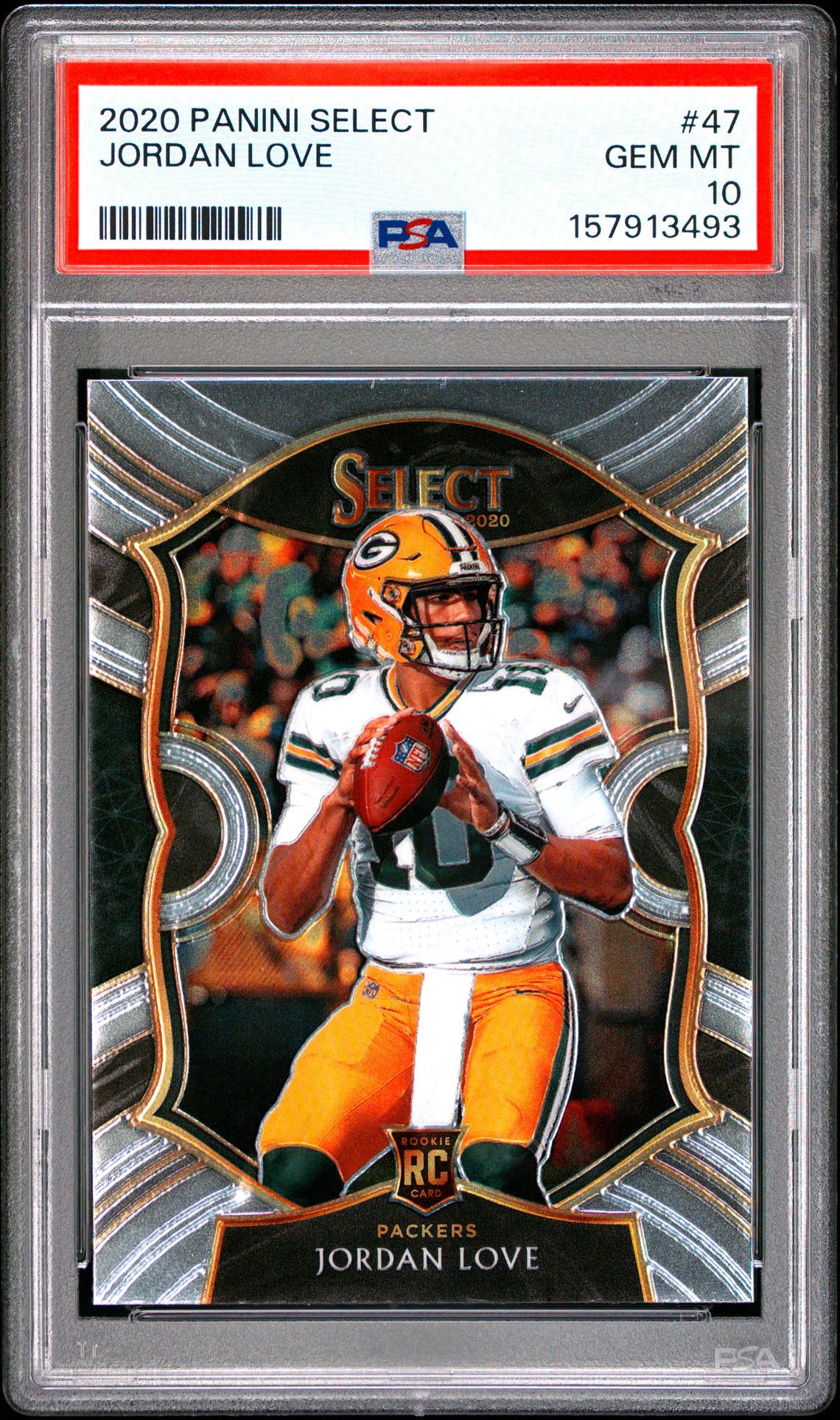 2020 Panini Select Jordan Love #47 Gem Mt 10 front view - PSA graded GEM MT 10