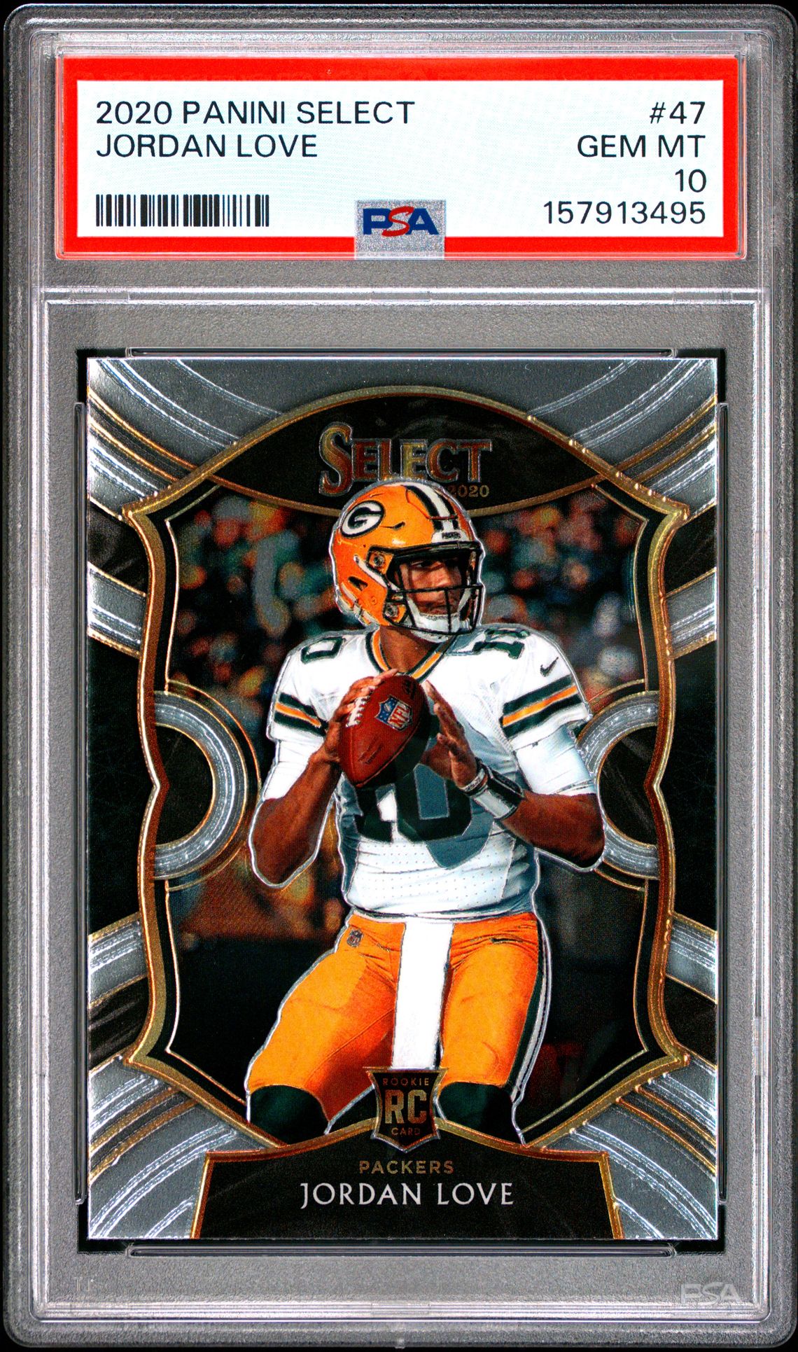 2020 Panini Select Jordan Love #47 Gem Mt 10 front view - PSA graded GEM MT 10
