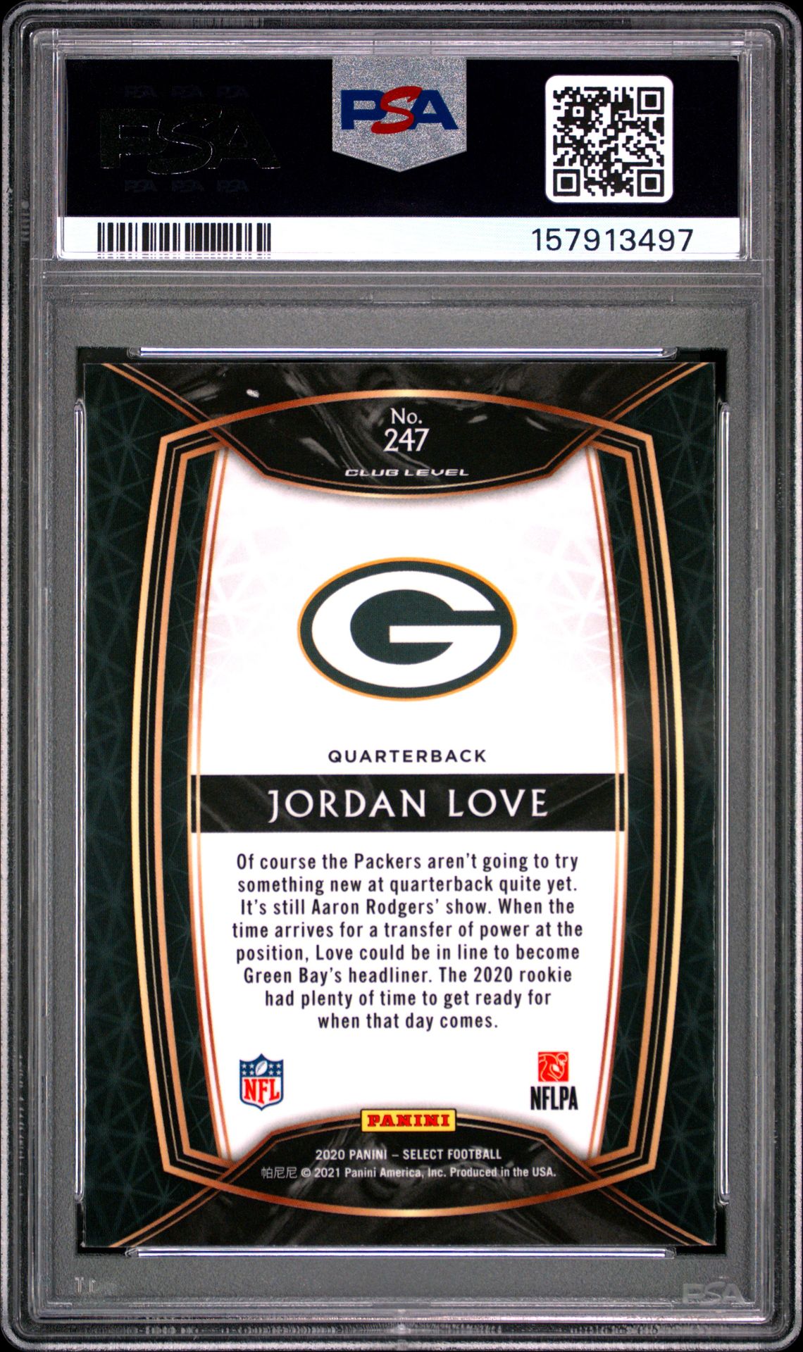 2020 Panini Select Jordan Love #247 Mint 9 back