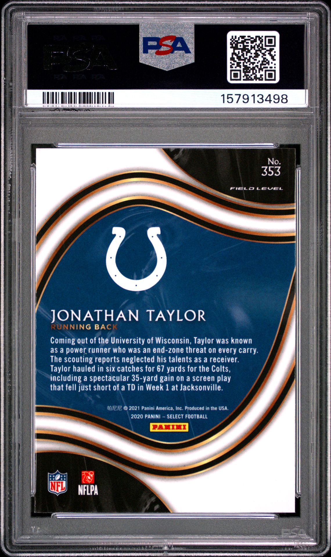 2020 Panini Select Jonathan Taylor #353 Mint 9 back