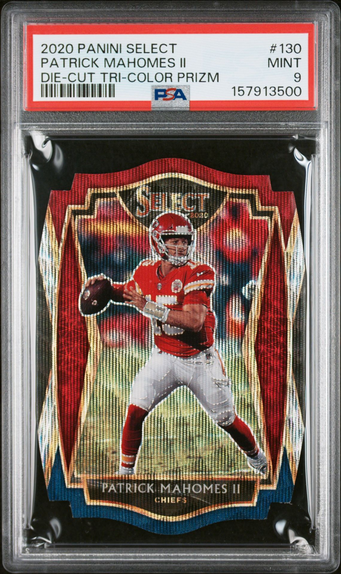 2020 Panini Select Patrick Mahomes Ii #130 (Die-Cut Tri-Color Prizm) Mint 9 front
