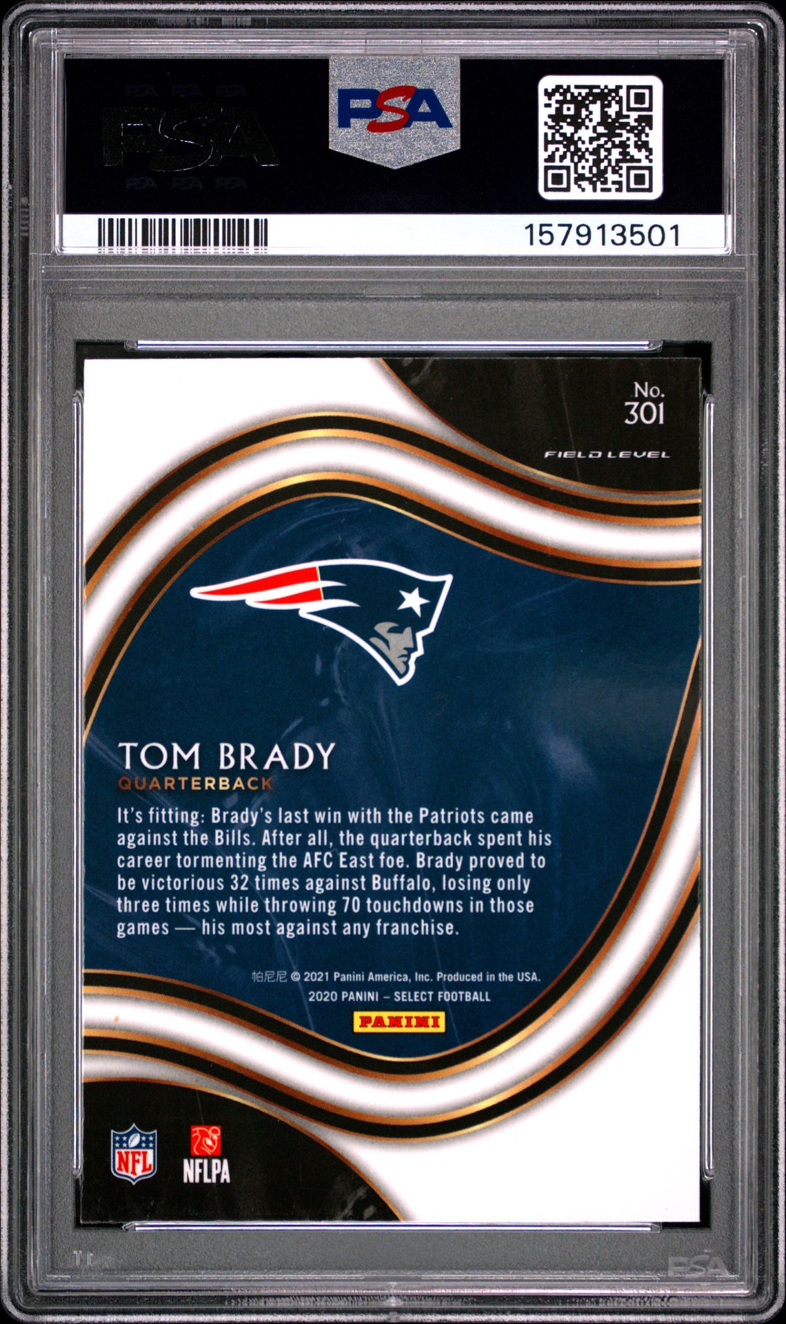 2020 Panini Select Tom Brady #301 Mint 9 back