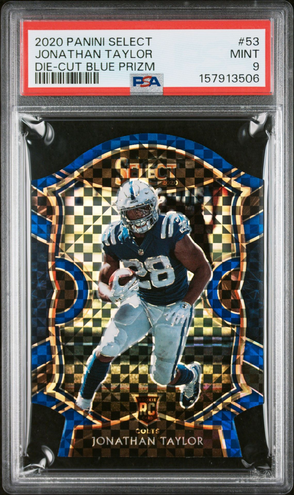 2020 Panini Select Jonathan Taylor #53 (Die-Cut Blue Prizm) Mint 9 front