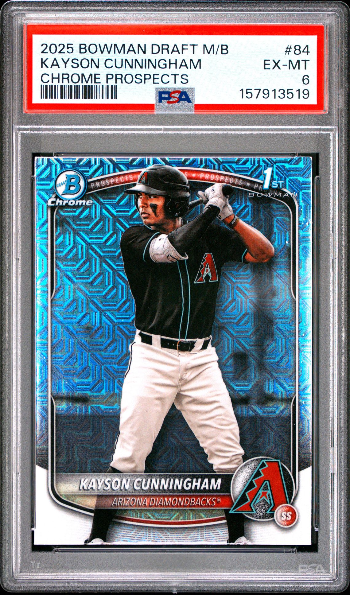 2025 Bowman Draft Mega Box Chrome Prospects Kayson Cunningham #84 (Chrome Prospects) Ex-Mt 6 front