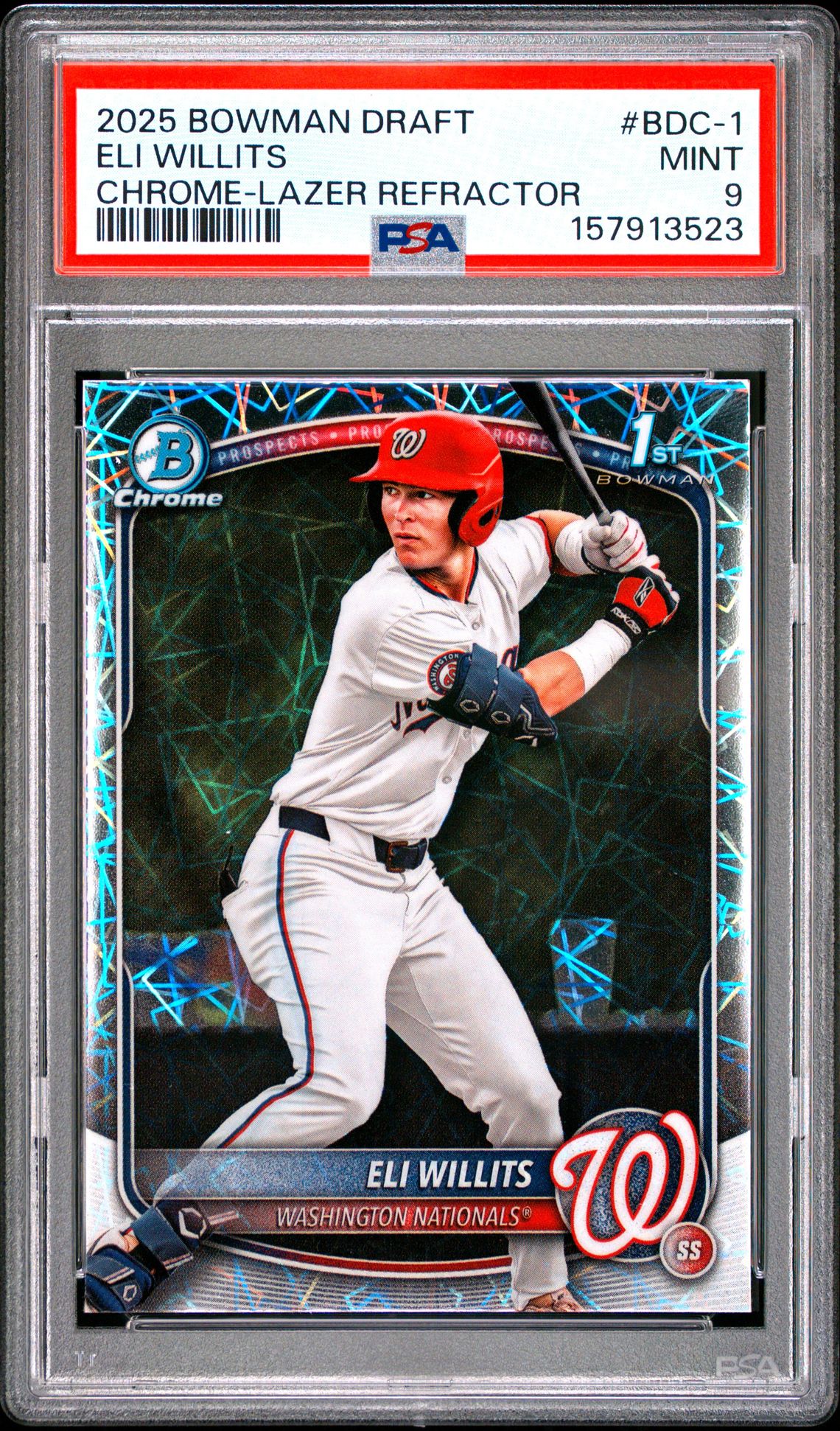 2025 Bowman Draft Eli Willits #Bdc-1 (Chrome-Lazer Refractor) Mint 9 front
