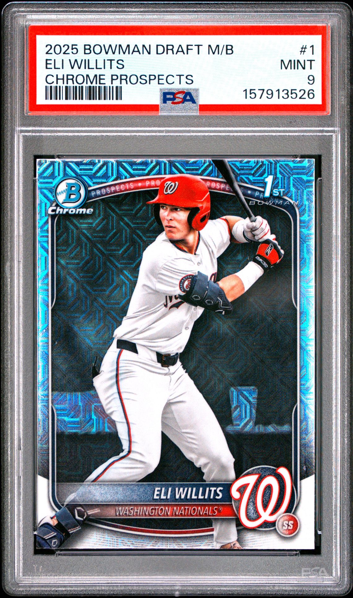 2025 Bowman Draft Mega Box Chrome Prospects Eli Willits #1 (Chrome Prospects) Mint 9 front