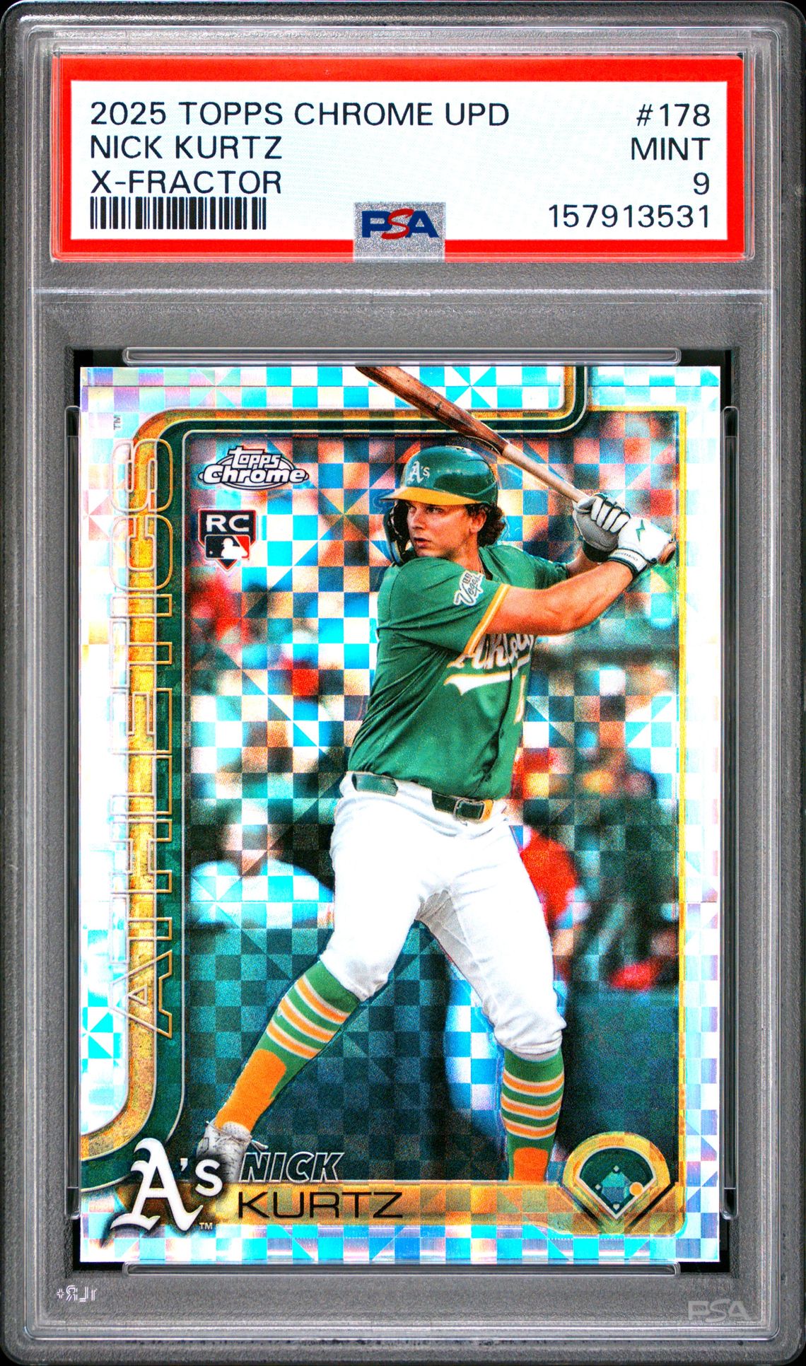 2025 Topps Chrome Update Nick Kurtz #178 (X-Fractor) Mint 9 front