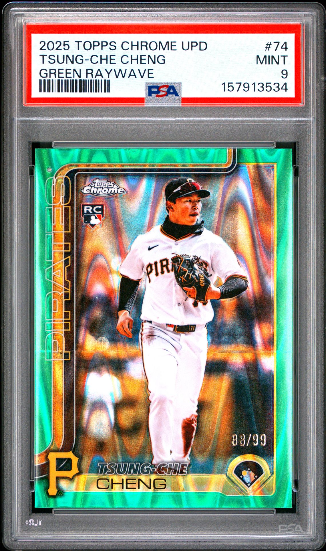 2025 Topps Chrome Update Tsung-Che Cheng #74 (Green Raywave) Mint 9 front