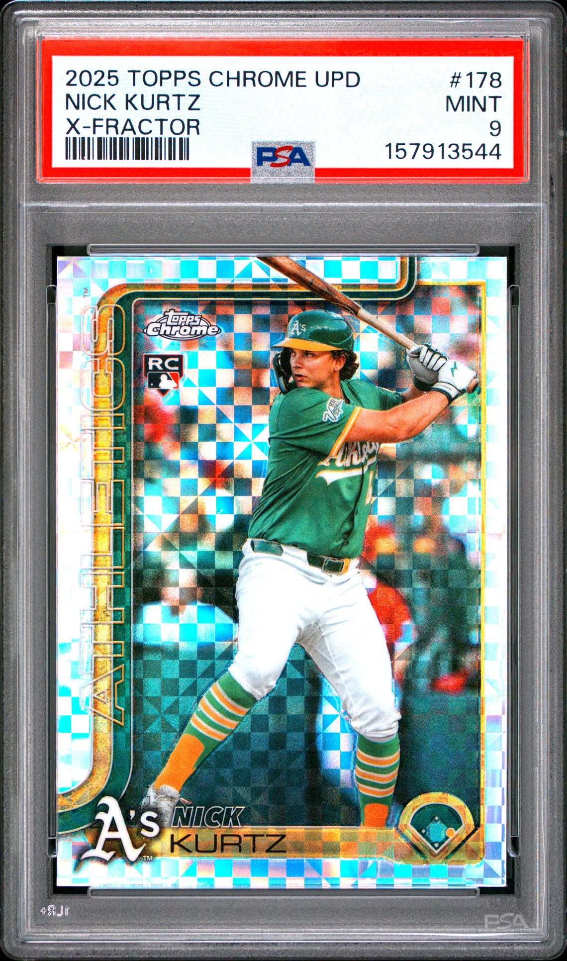2025 Topps Chrome Update Nick Kurtz #178 (X-Fractor) Mint 9 front