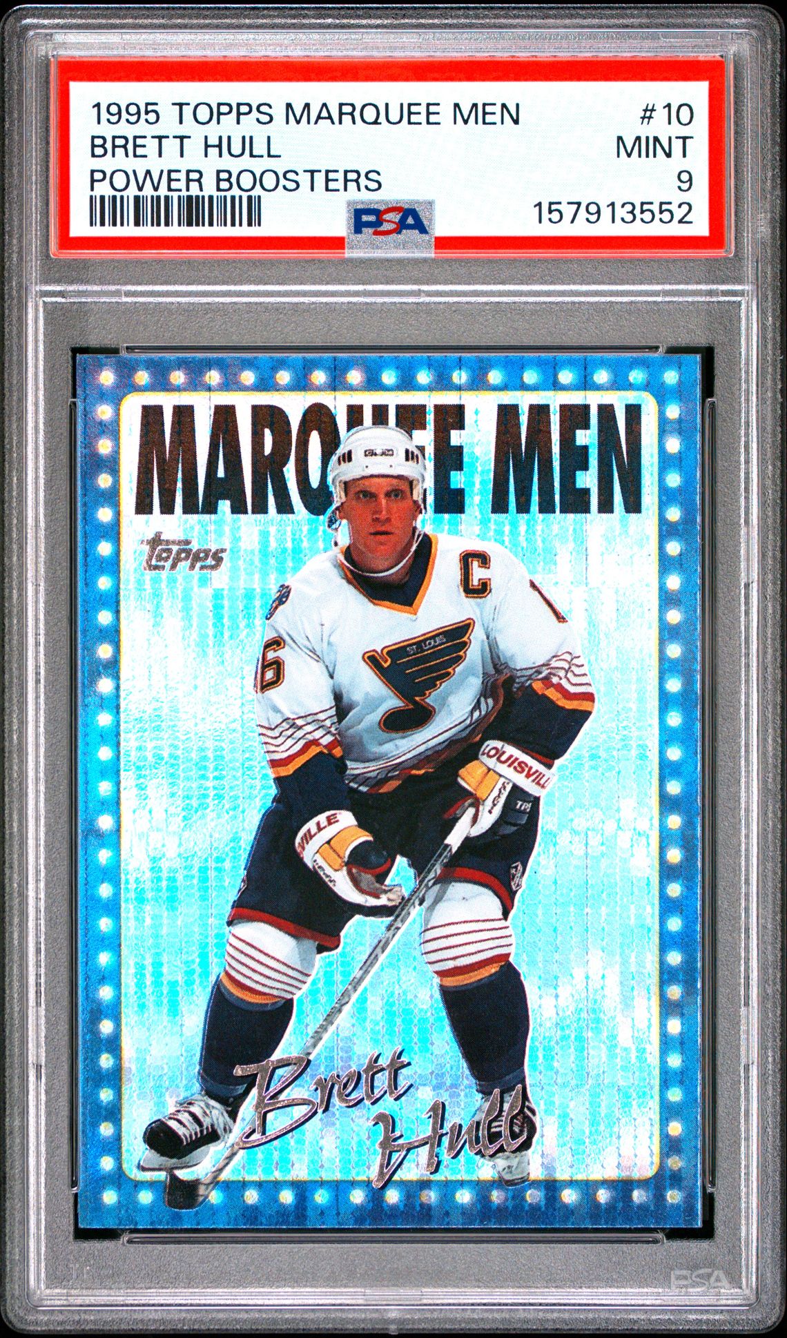 1995 Topps Marquee Men Power Boosters Brett Hull #10 (Power Boosters) Mint 9 front