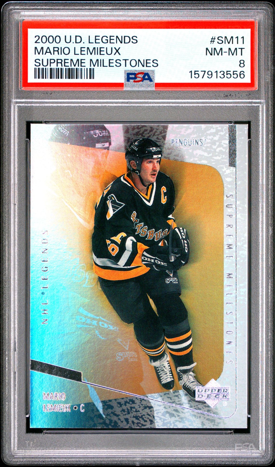 2000 Upper Deck Legends Supreme Milestones Mario Lemieux #Sm11 (Supreme Milestones) Nm-Mt 8 front