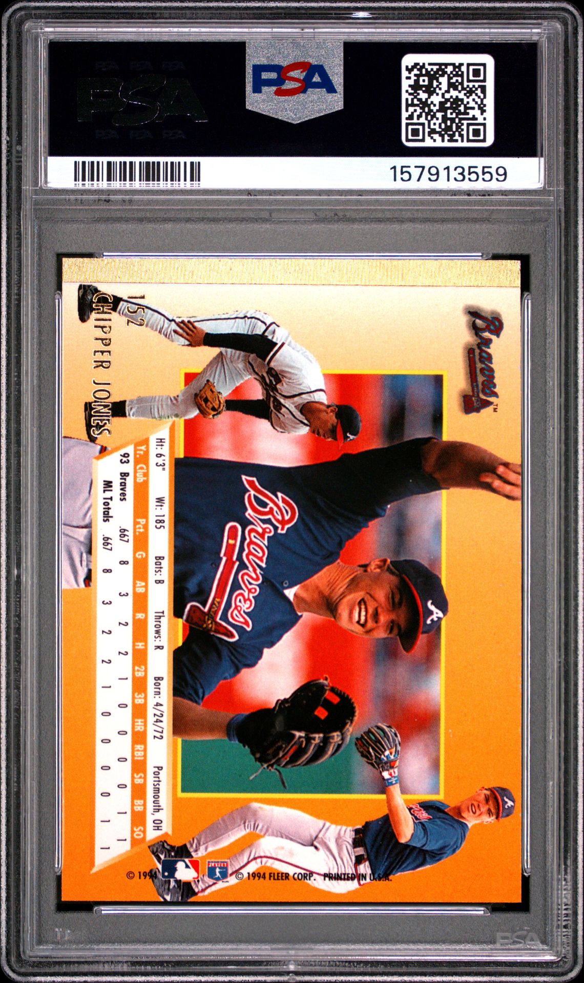 1994 Ultra Chipper Jones #152 Nm-Mt 8 back